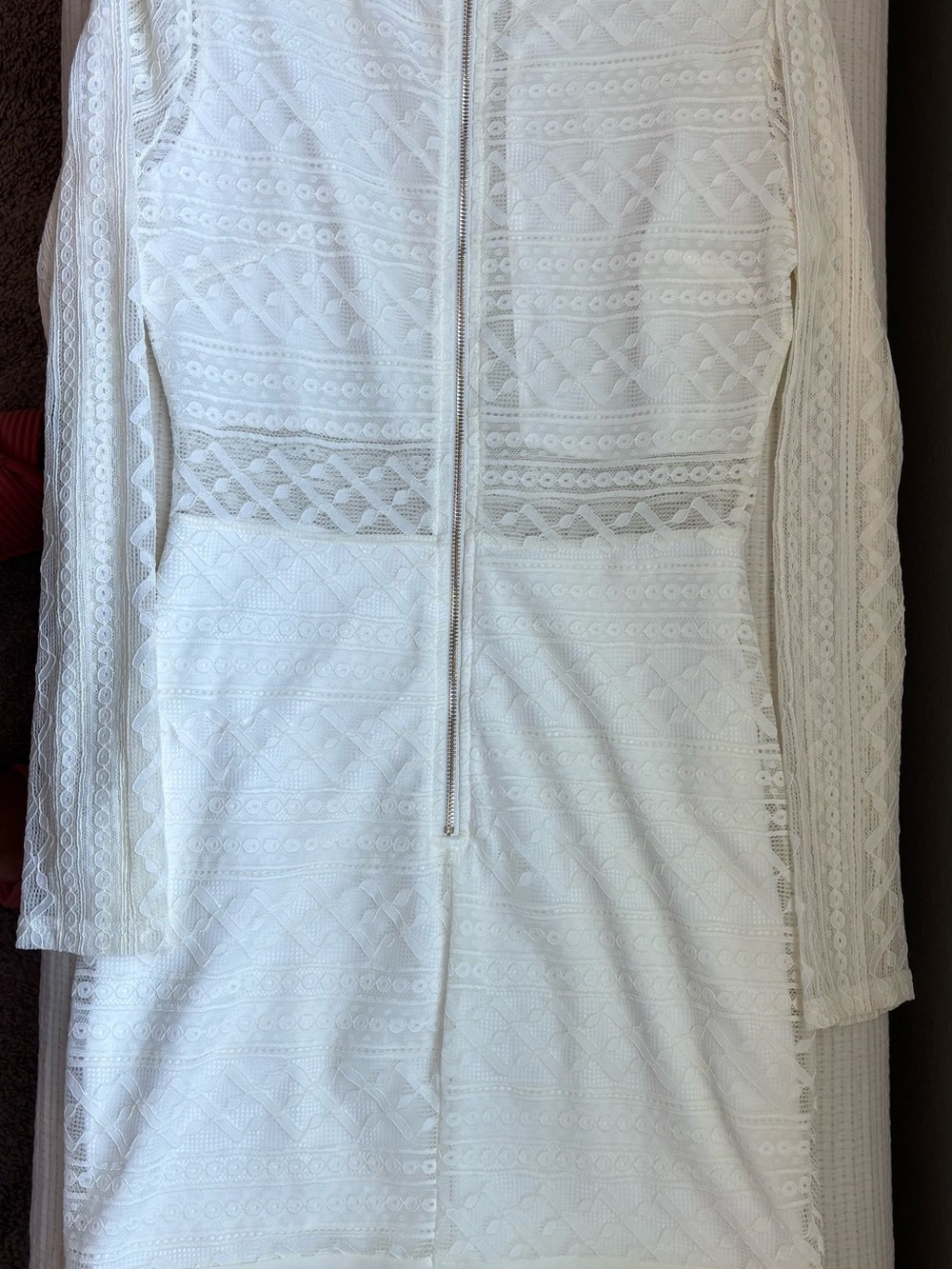 Windsor White Lace Midi Dress with Plunge Mesh Paneled Front - Picture 3 of 3